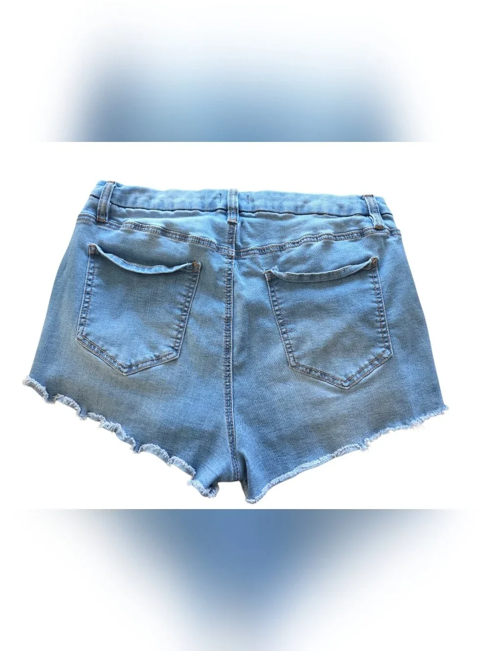 Rue21 Light Blue Button Fly Distressed Denim Shorts Size 18